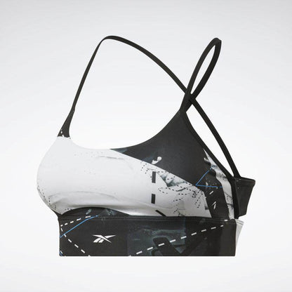 טופ אימון לנשים Reebok WOR AOP Bra FT0957 black - RunOFF עכשיו במבצע ב